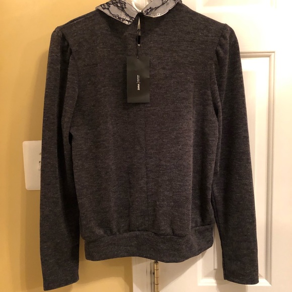 Zara Grey Sweater with Lace Collar - Picture 4 of 6